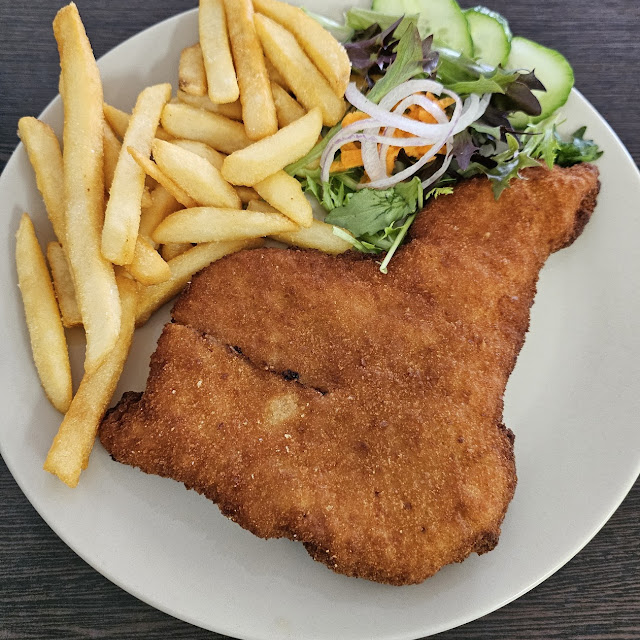 Chicken Schnitzel Chips and Salad