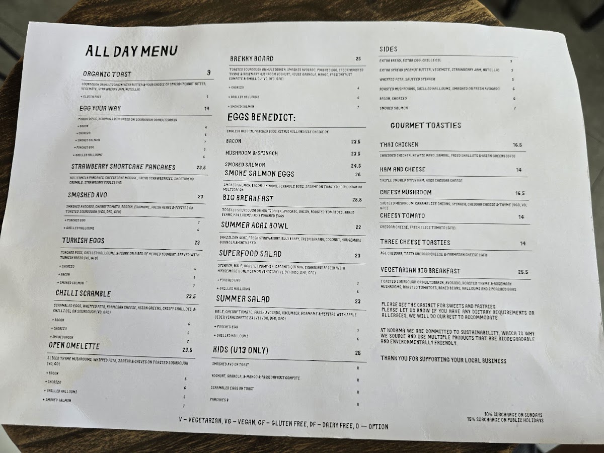 Kodama Coffee Menu 1