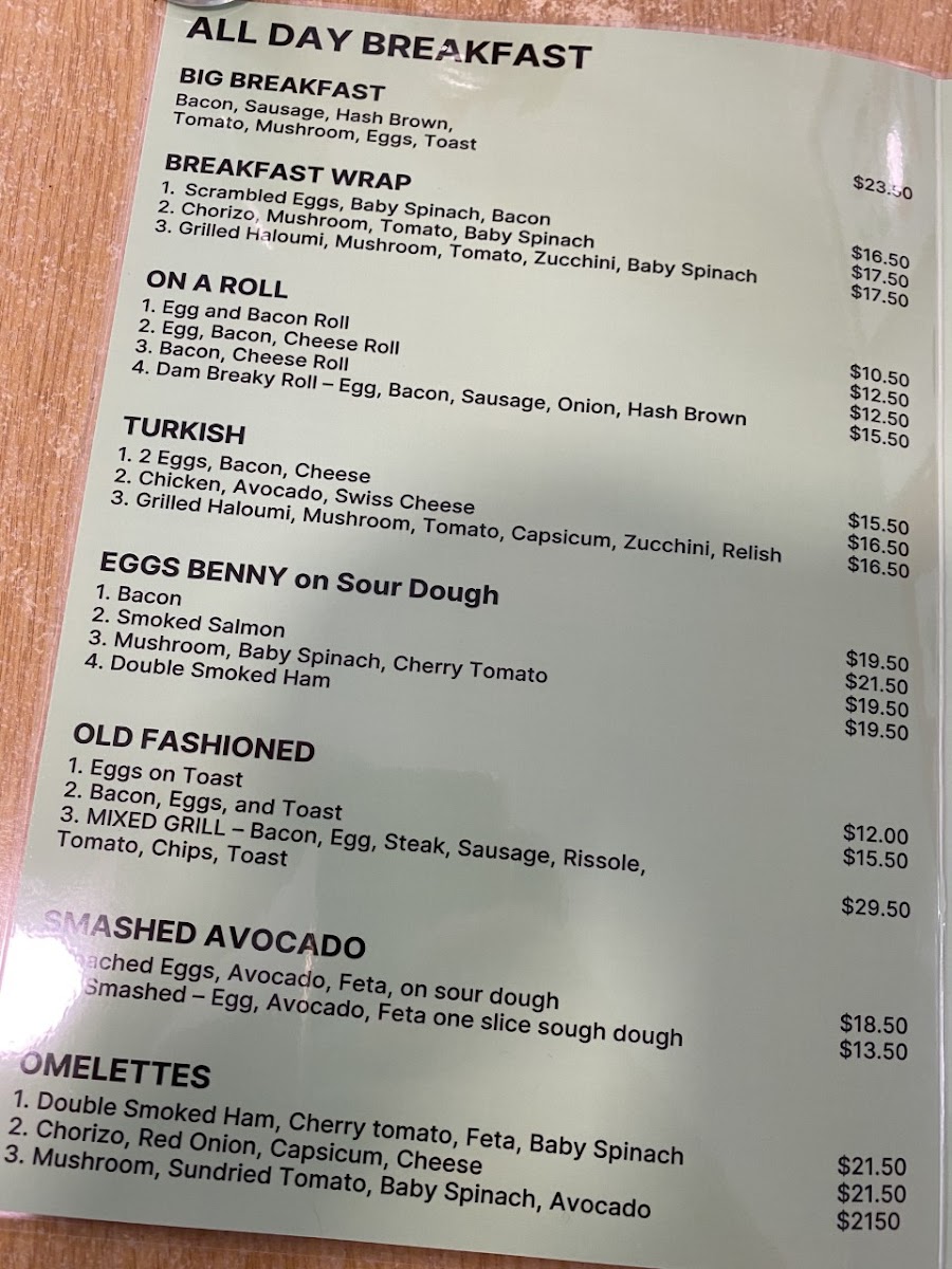 Warra Dam Bakery Cafe Menu 2