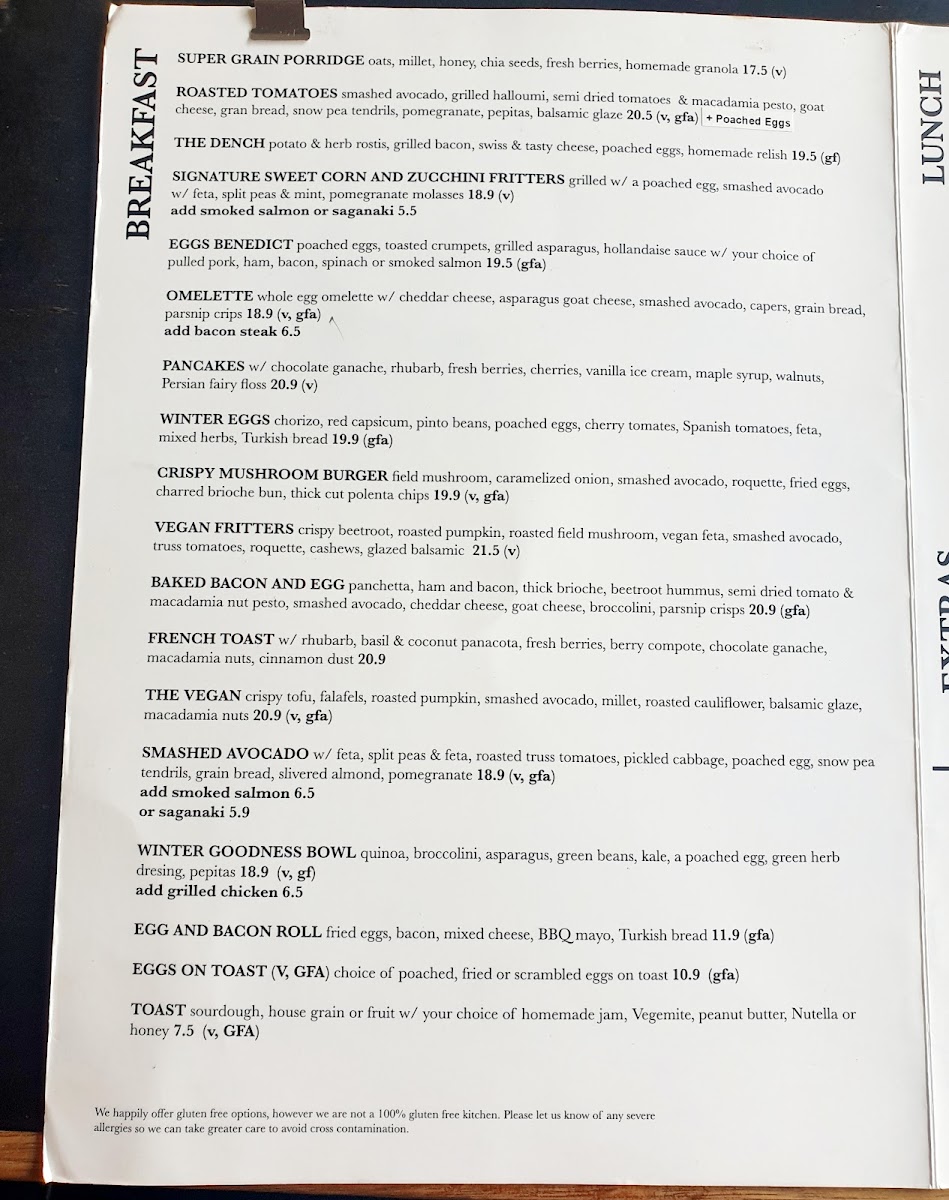 Dench Cafe Menu 2