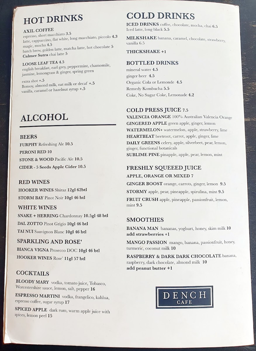 Dench Cafe Menu 3