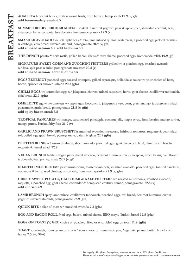 Dench Cafe Menu 4