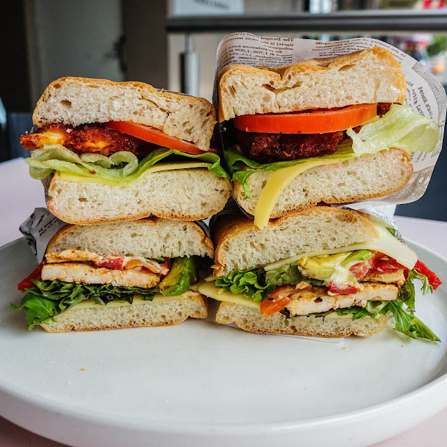 Grilled Chicken Swiss Cheese Avocado Chargrilled Peppers Rocket & Aioili Sauce