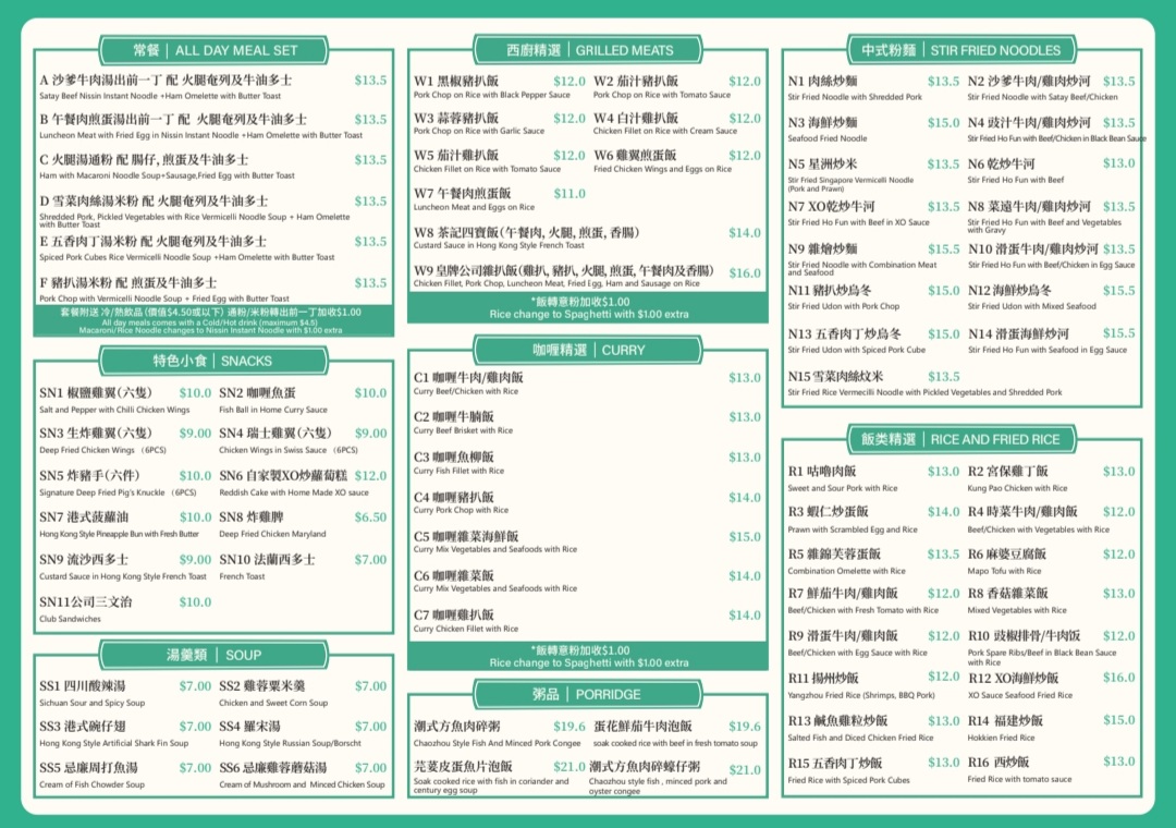 The Lucky Guys Cafe City Menu 2