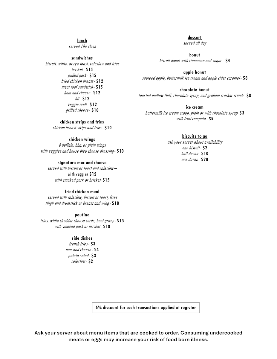 Bosio Biscuit Co. Menu 2