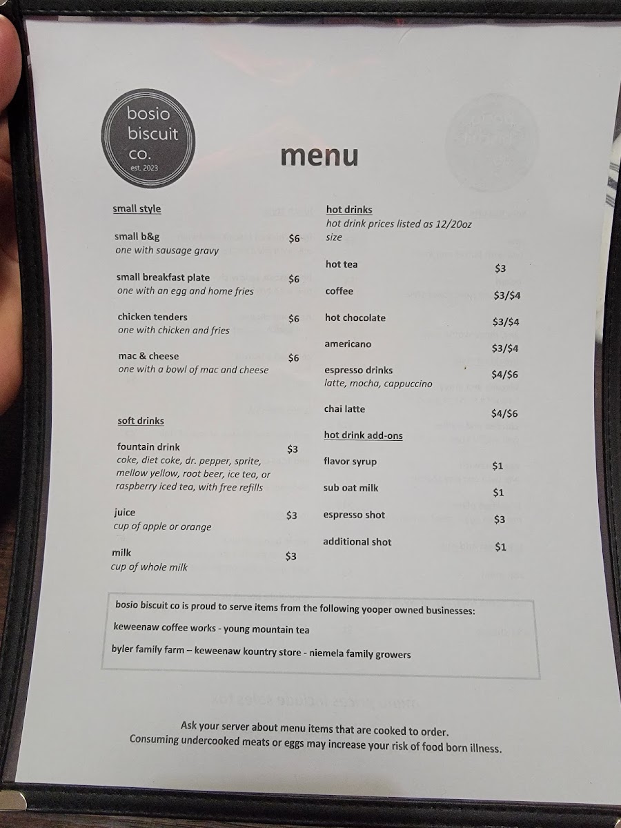 Bosio Biscuit Co. Menu 5