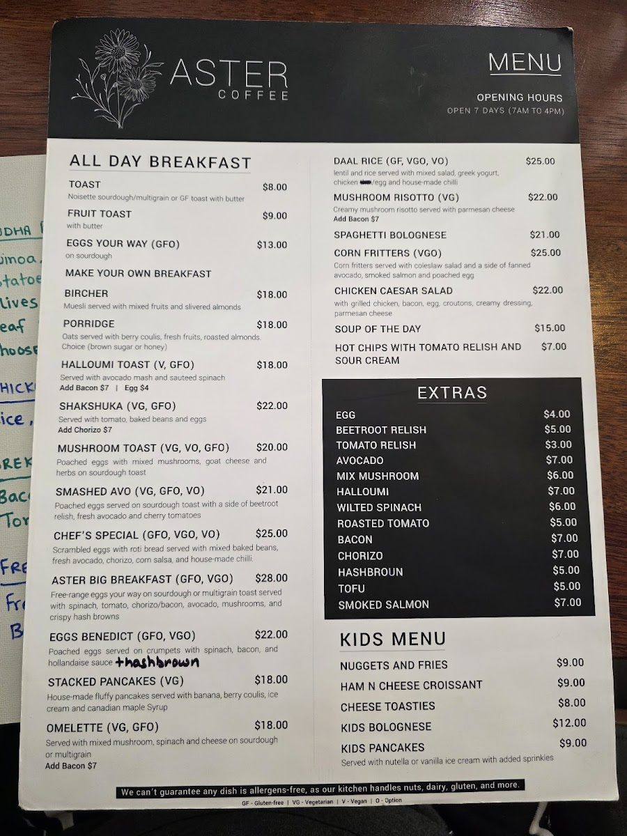 Aster Coffee Menu 2