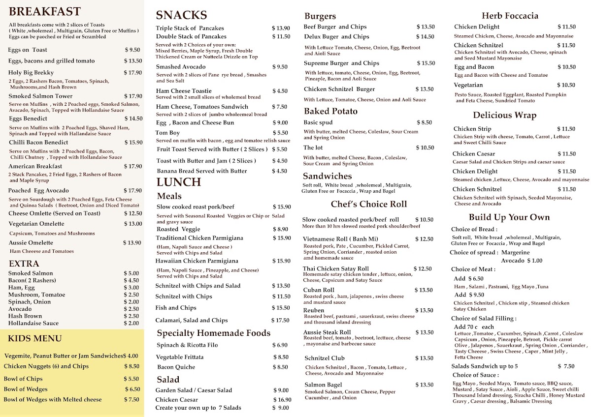 Holy Grounds Cafe Menu 1