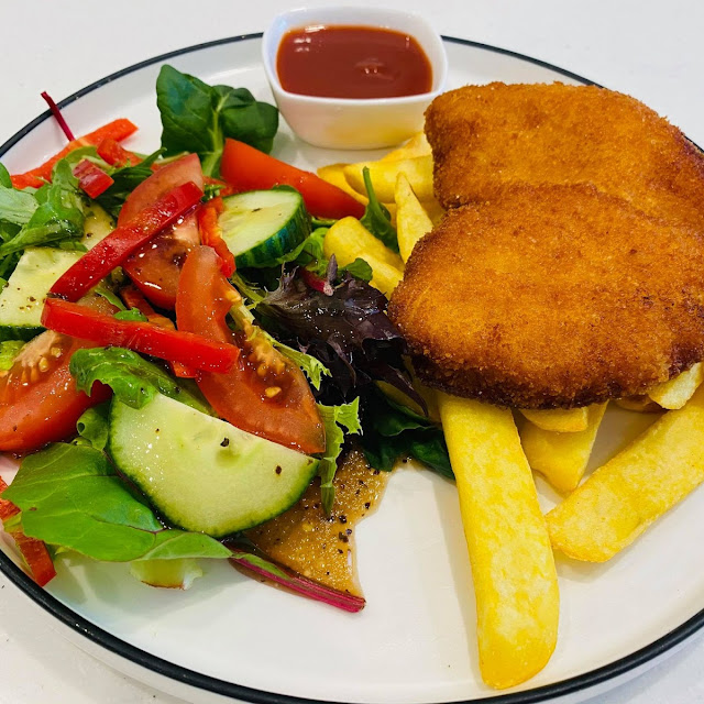 Schnitzel with Chips and Salad