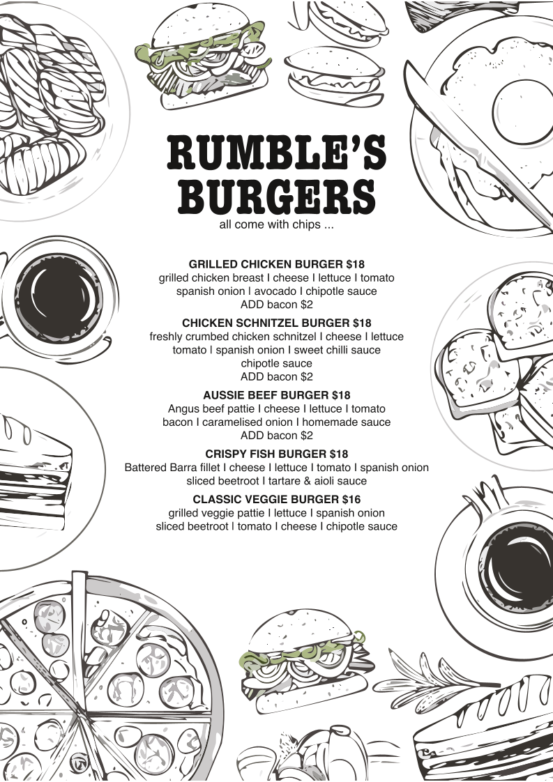 Rumbles cafe Menu 3