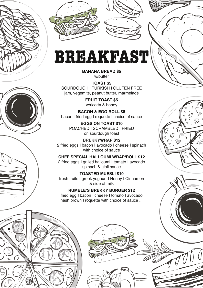 Rumbles cafe Menu 5
