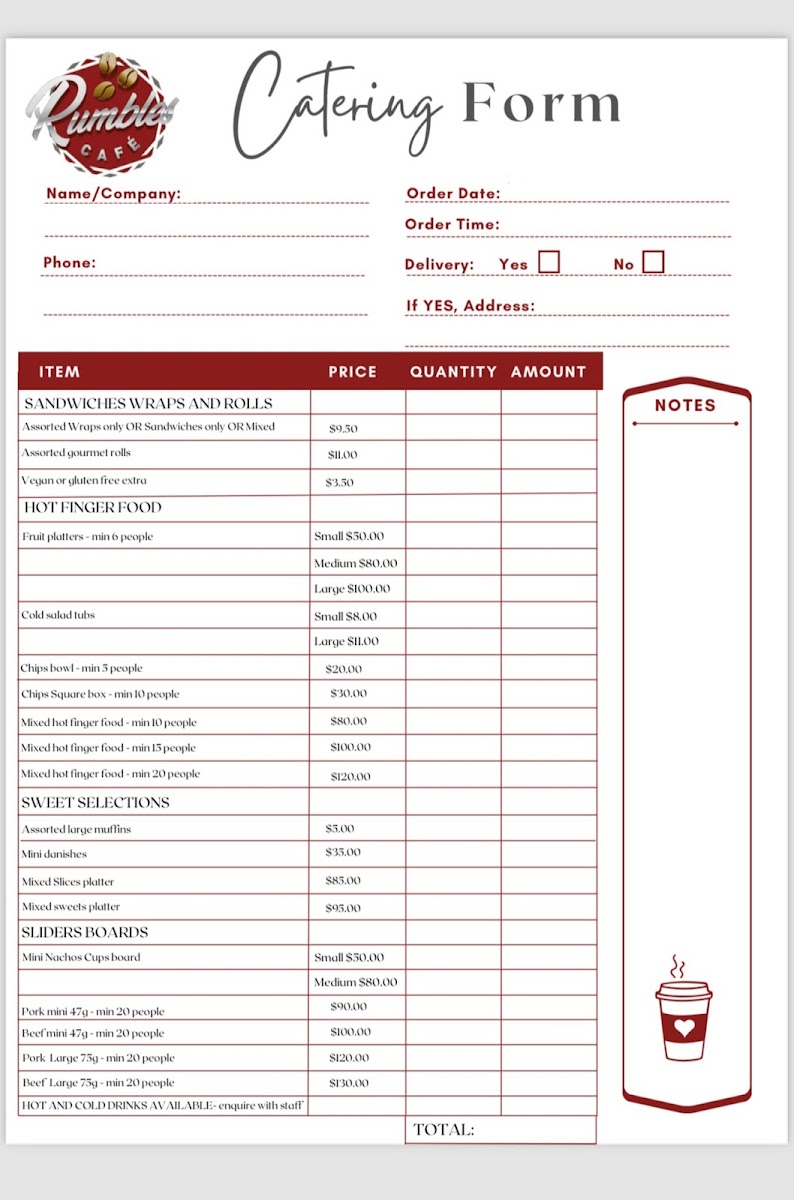 Rumbles cafe Menu 7