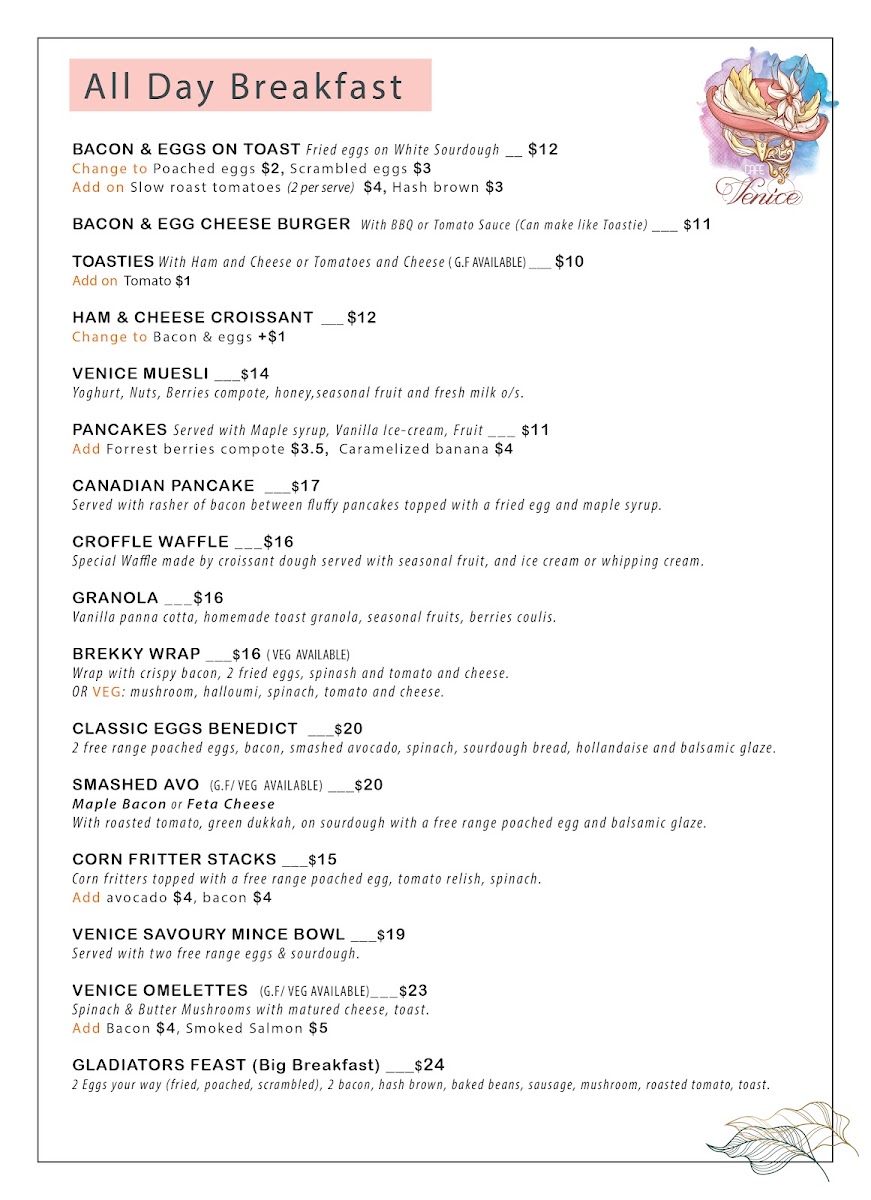 Cafe Venice Menu 4