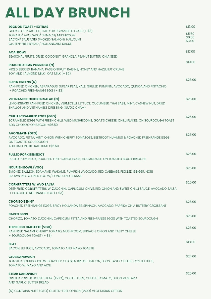 Leaf Lane Cafe Menu 1