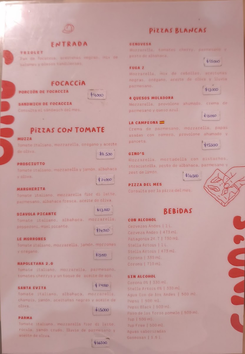 Gino’s pizzeria Menu 1