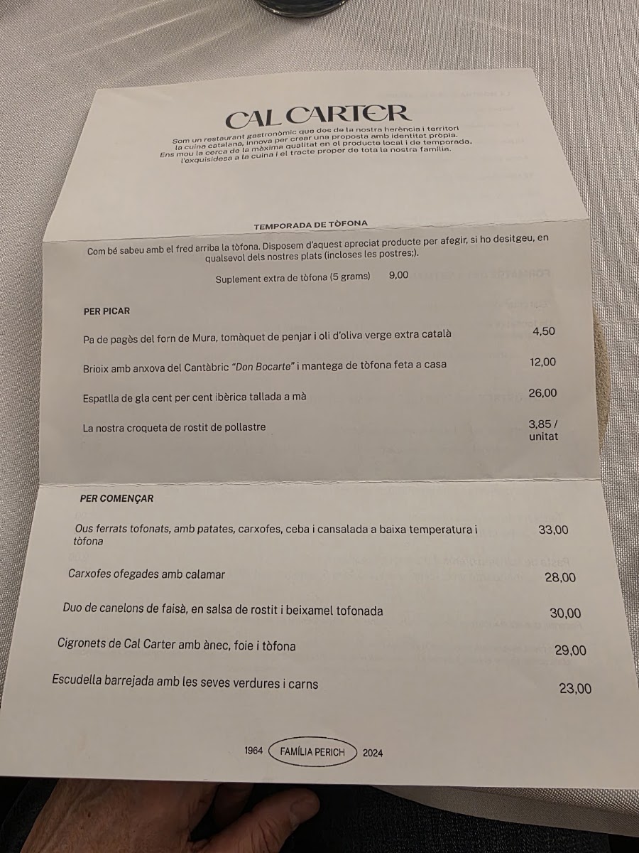 Restaurant Cal Carter Menu 2