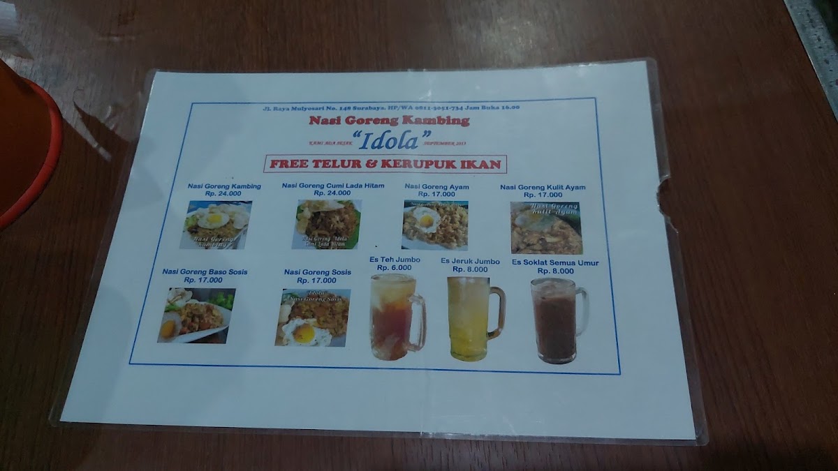 Idola Lamb Fried Rice Menu 5