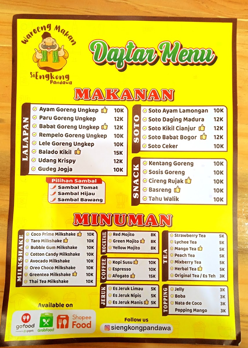 Warung Makan Si Engkong Pandawa Menu 1
