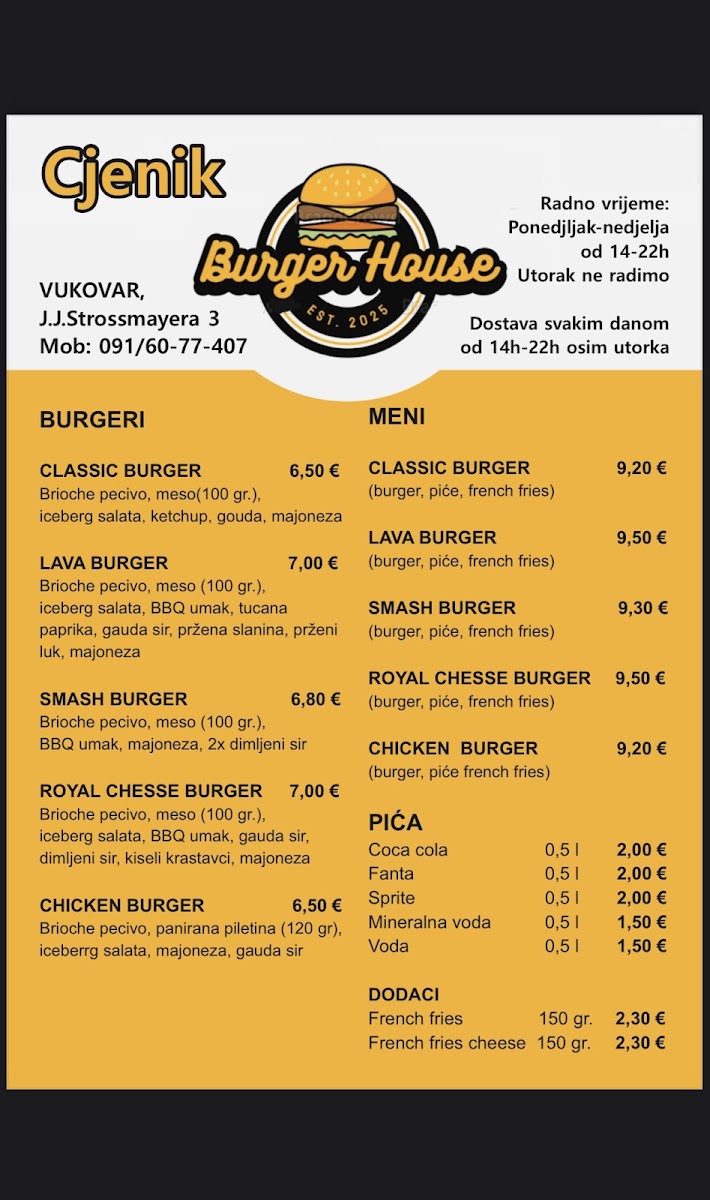 Burger House Menu 1