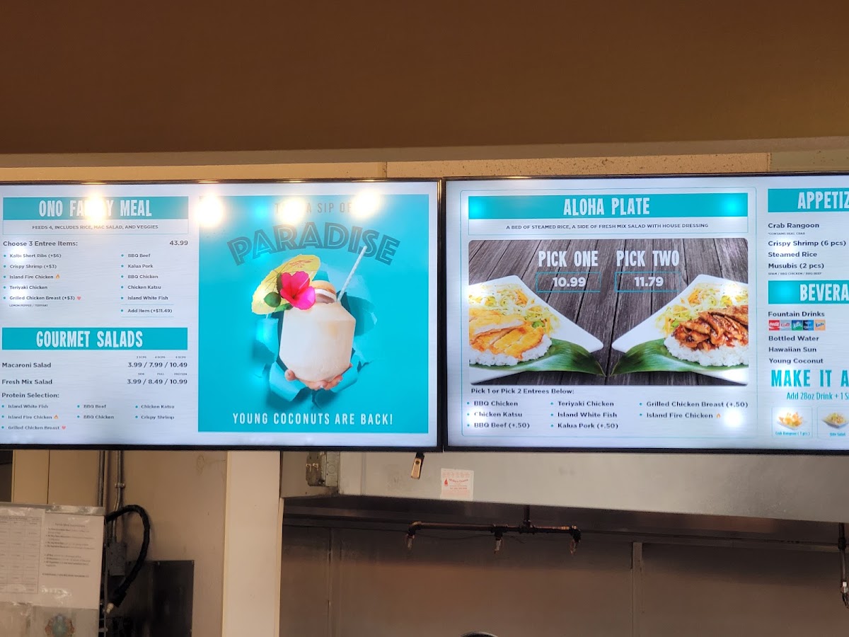 Ono Hawaiian BBQ Menu 1