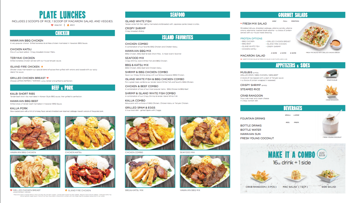 Ono Hawaiian BBQ Menu 3