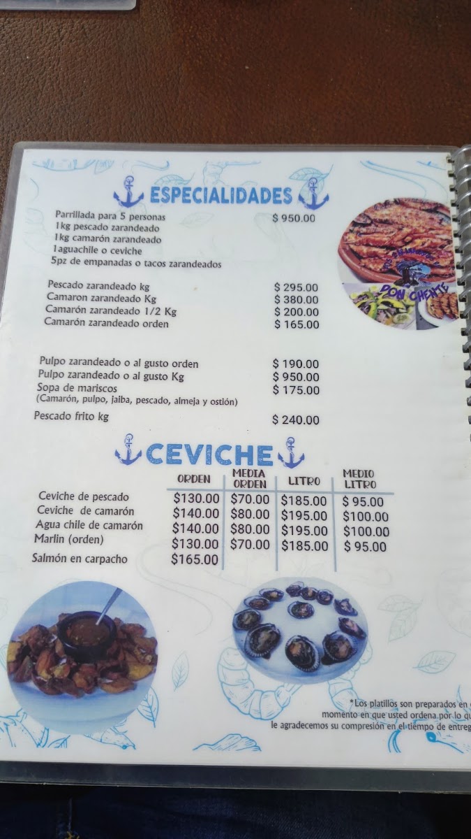 Mariscos Los Zarandeados de Don Chente Menu 8