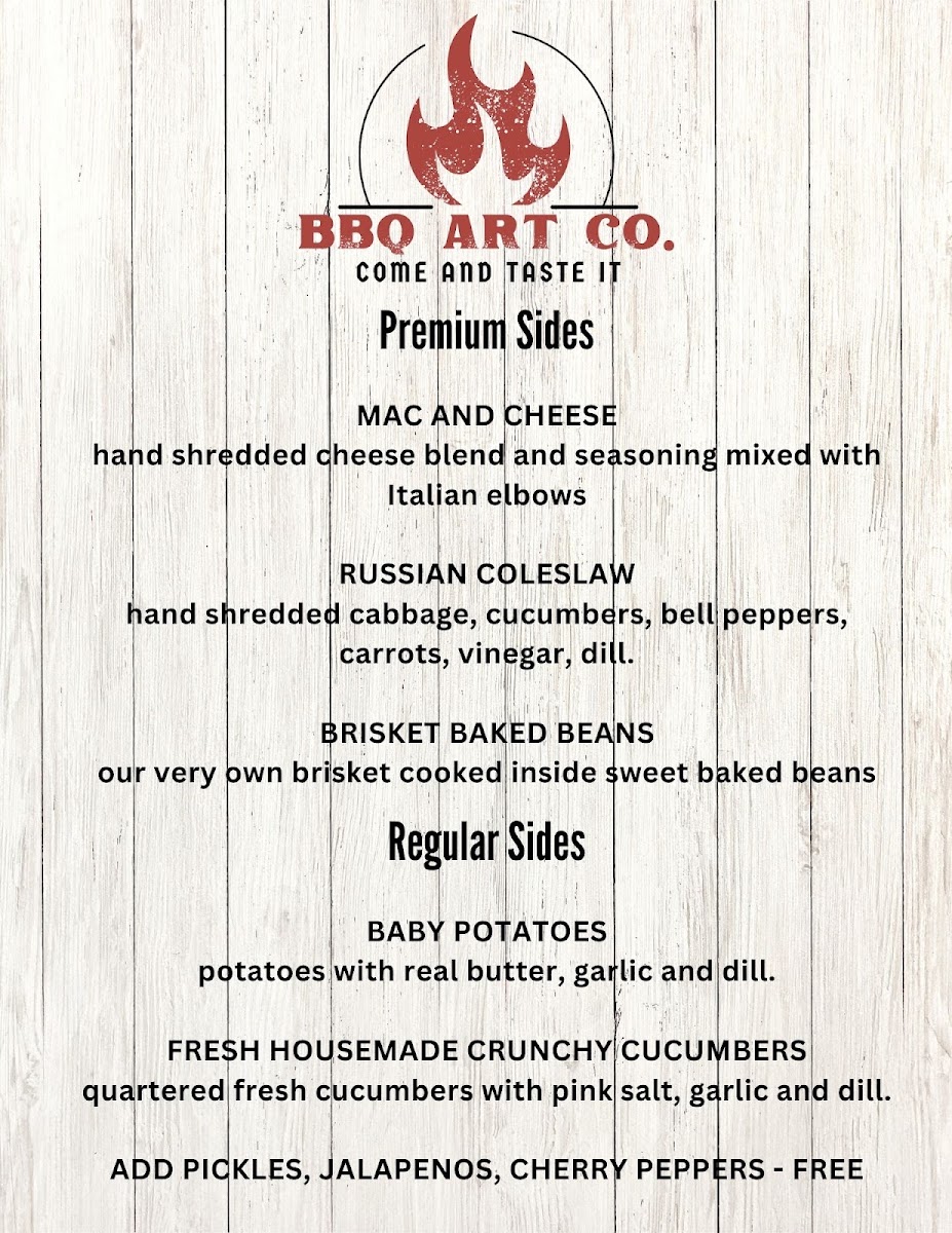 BBQ Art Co. Food Truck Menu 1