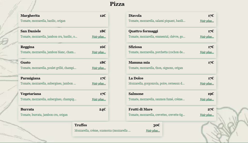 Gusto Ristorante Pizzeria Menu 1
