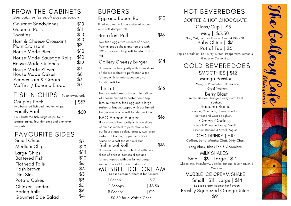 Blairgowrie Beach Box Menu 1