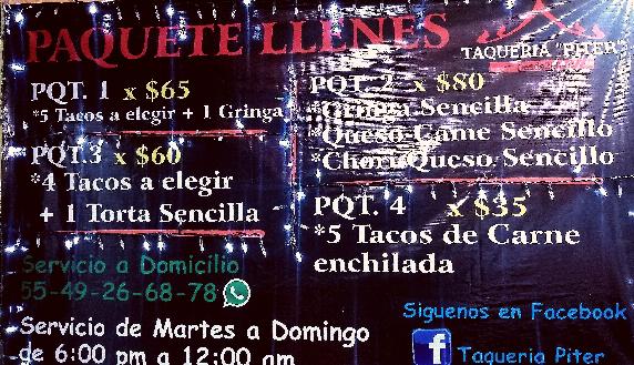 Taqueria PITER Menu 1