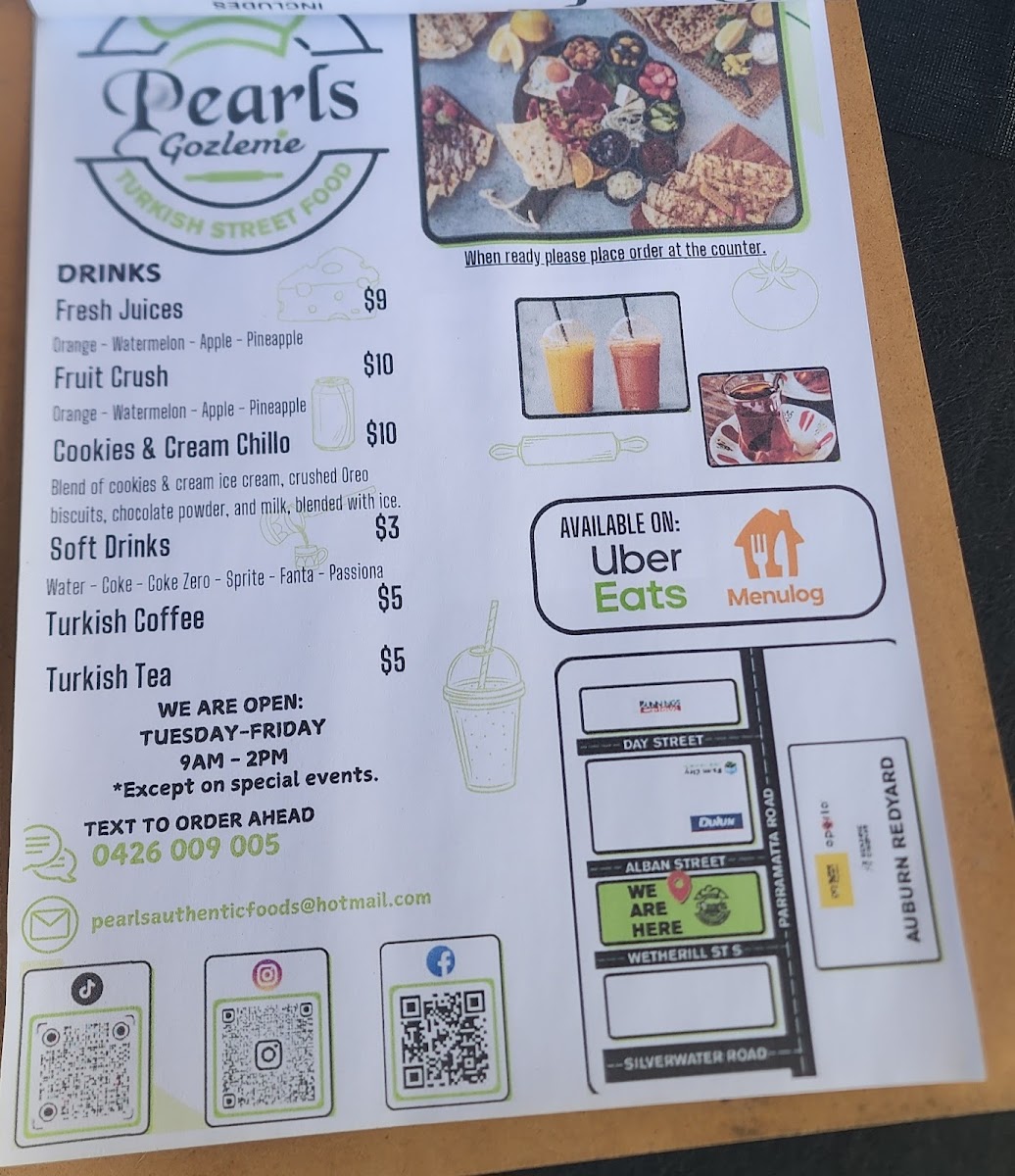 Pearls Authentic Turkish Breakfast & Gozleme Menu 1