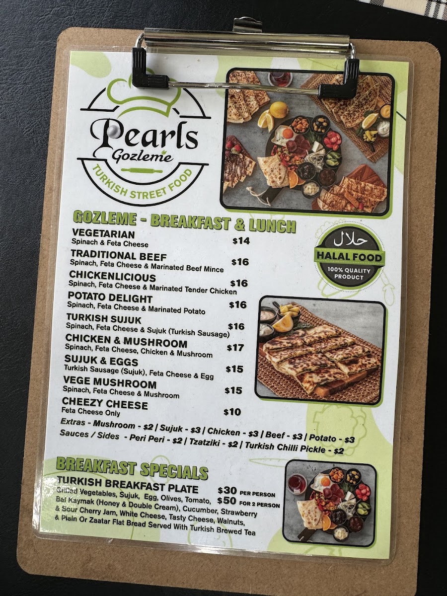 Pearls Authentic Turkish Breakfast & Gozleme Menu 2