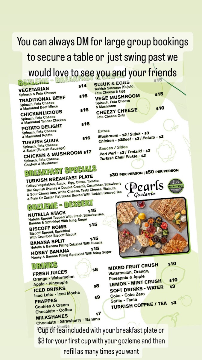 Pearls Authentic Turkish Breakfast & Gozleme Menu 3