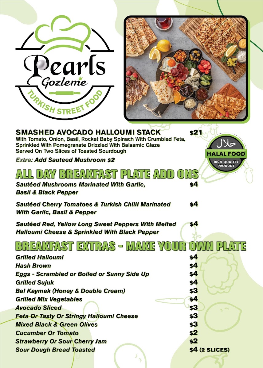 Pearls Authentic Turkish Breakfast & Gozleme Menu 8