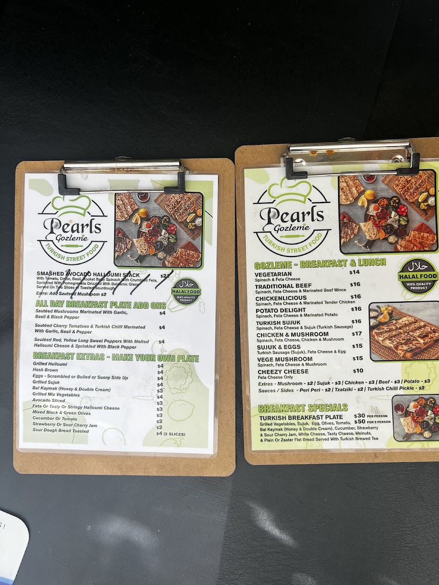 Pearls Authentic Turkish Breakfast & Gozleme Menu 9