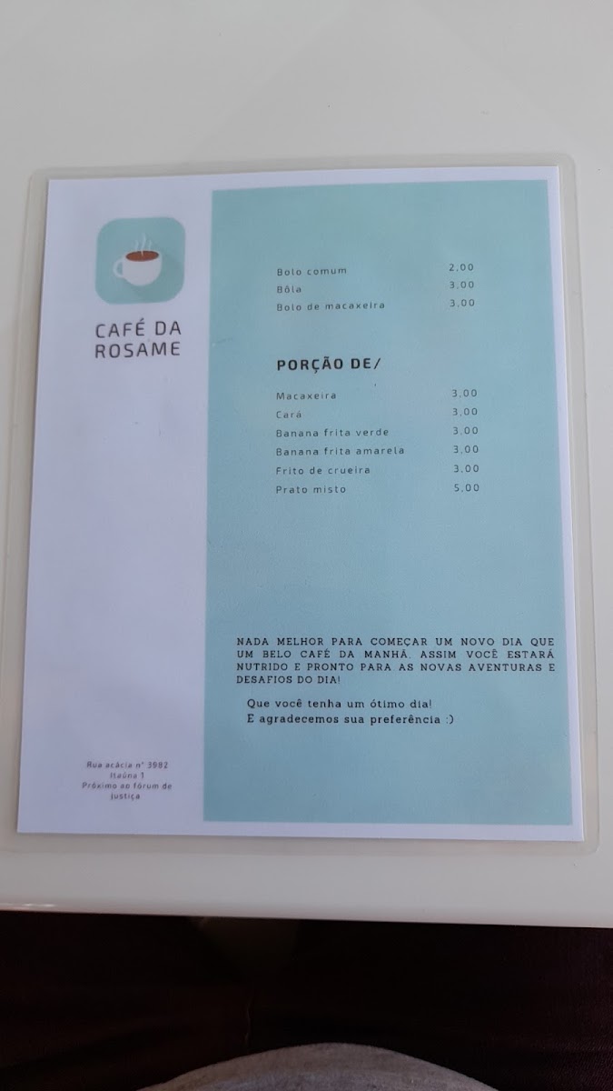 Café da Rosame Menu 1