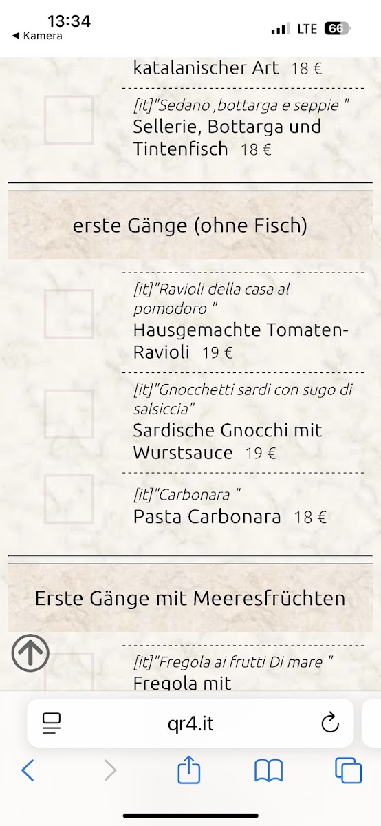Ristorante La Lanterna Olbia Italy since 1980 Menu 1