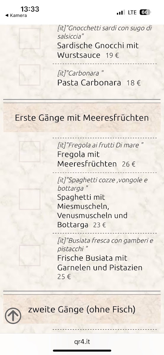 Ristorante La Lanterna Olbia Italy since 1980 Menu 2