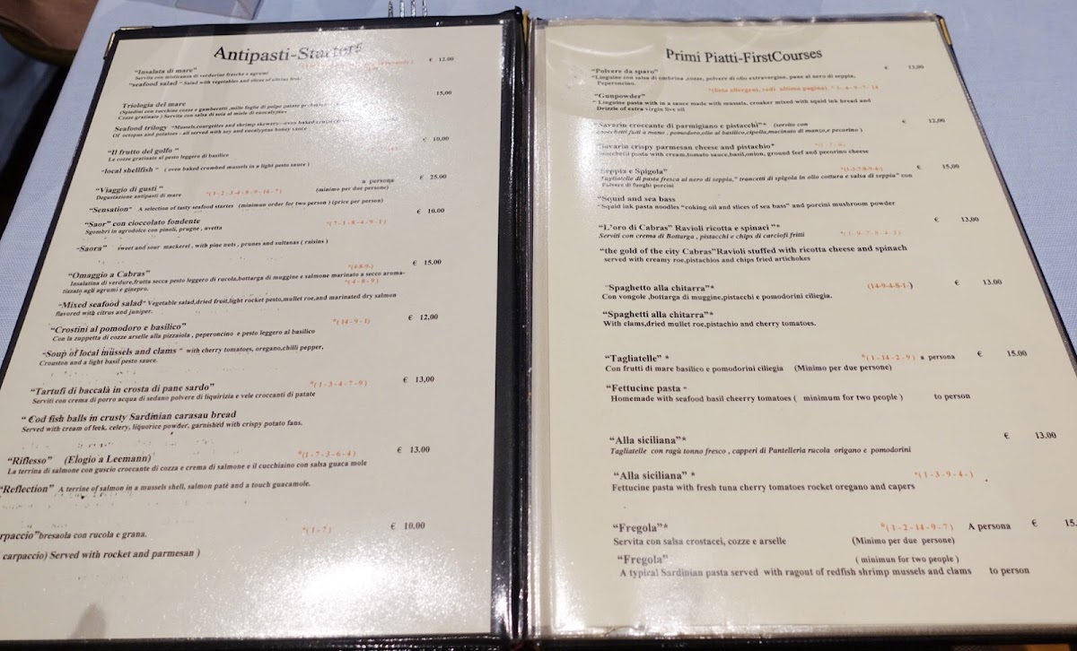 Ristorante La Lanterna Olbia Italy since 1980 Menu 8