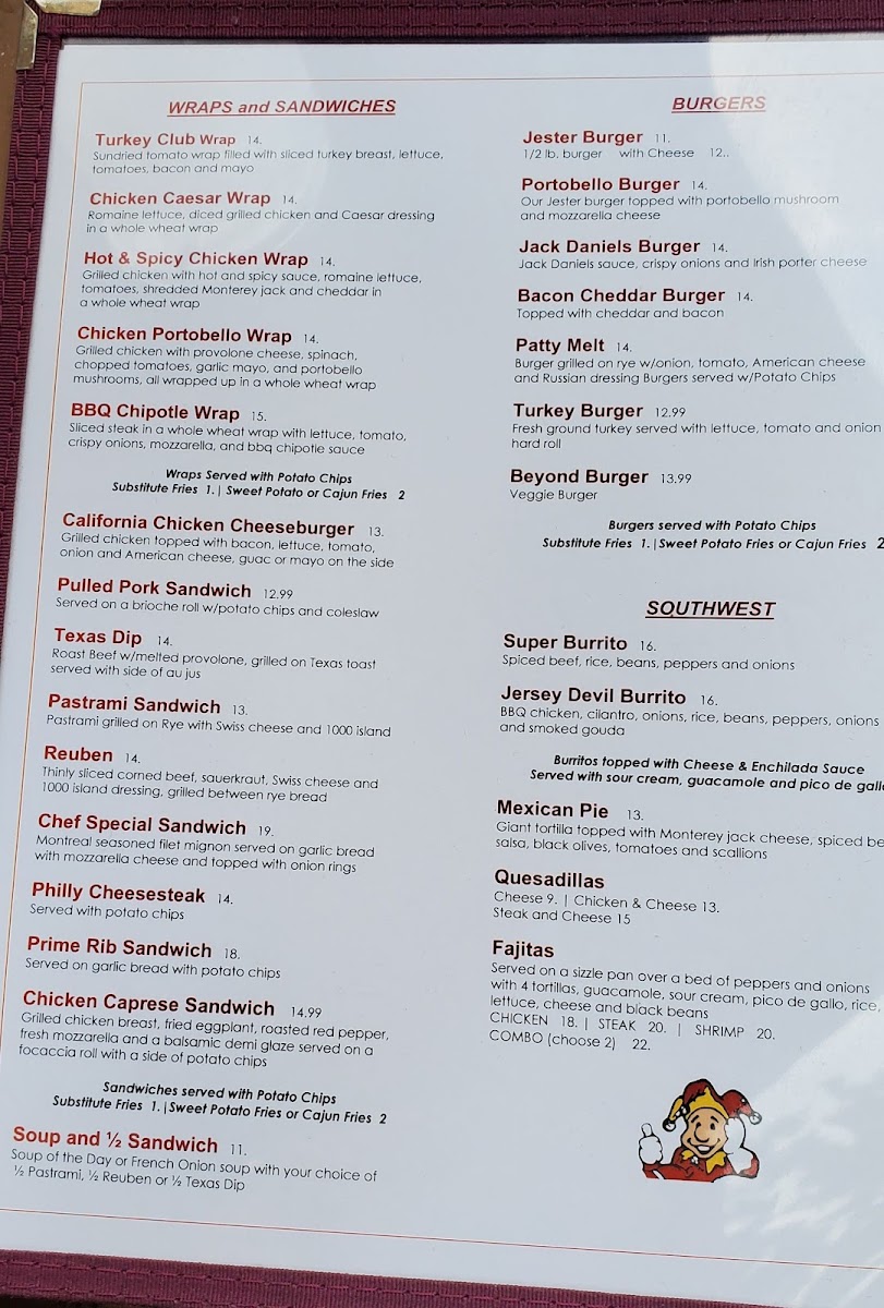 Court Jester Restaurant Menu 5