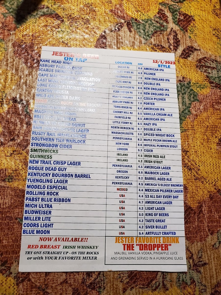 Court Jester Restaurant Menu 7