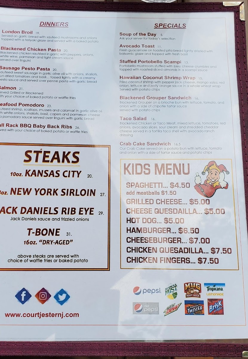 Court Jester Restaurant Menu 8