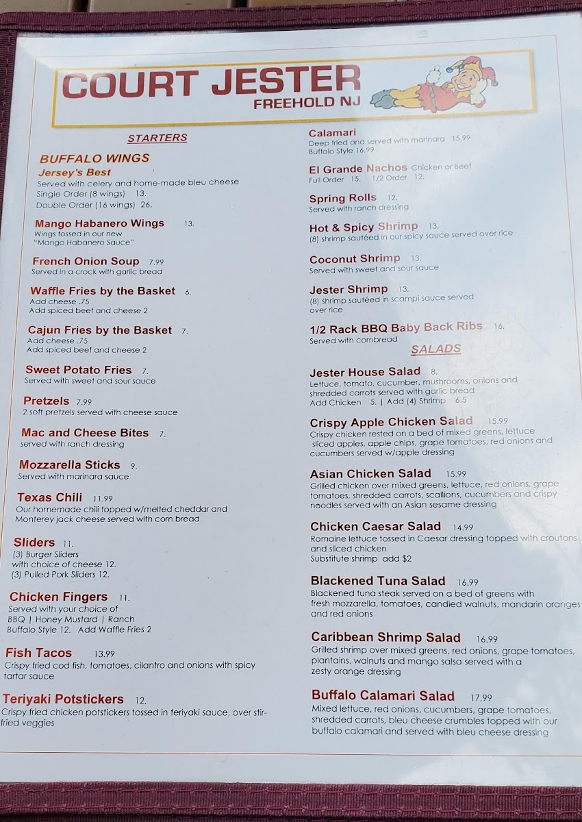 Court Jester Restaurant Menu 9