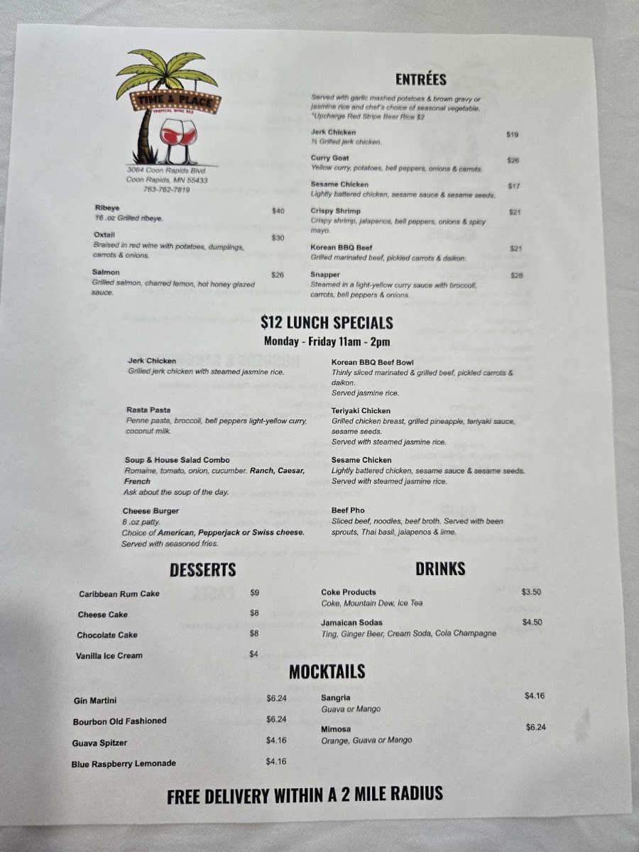 Time & Place Menu 2