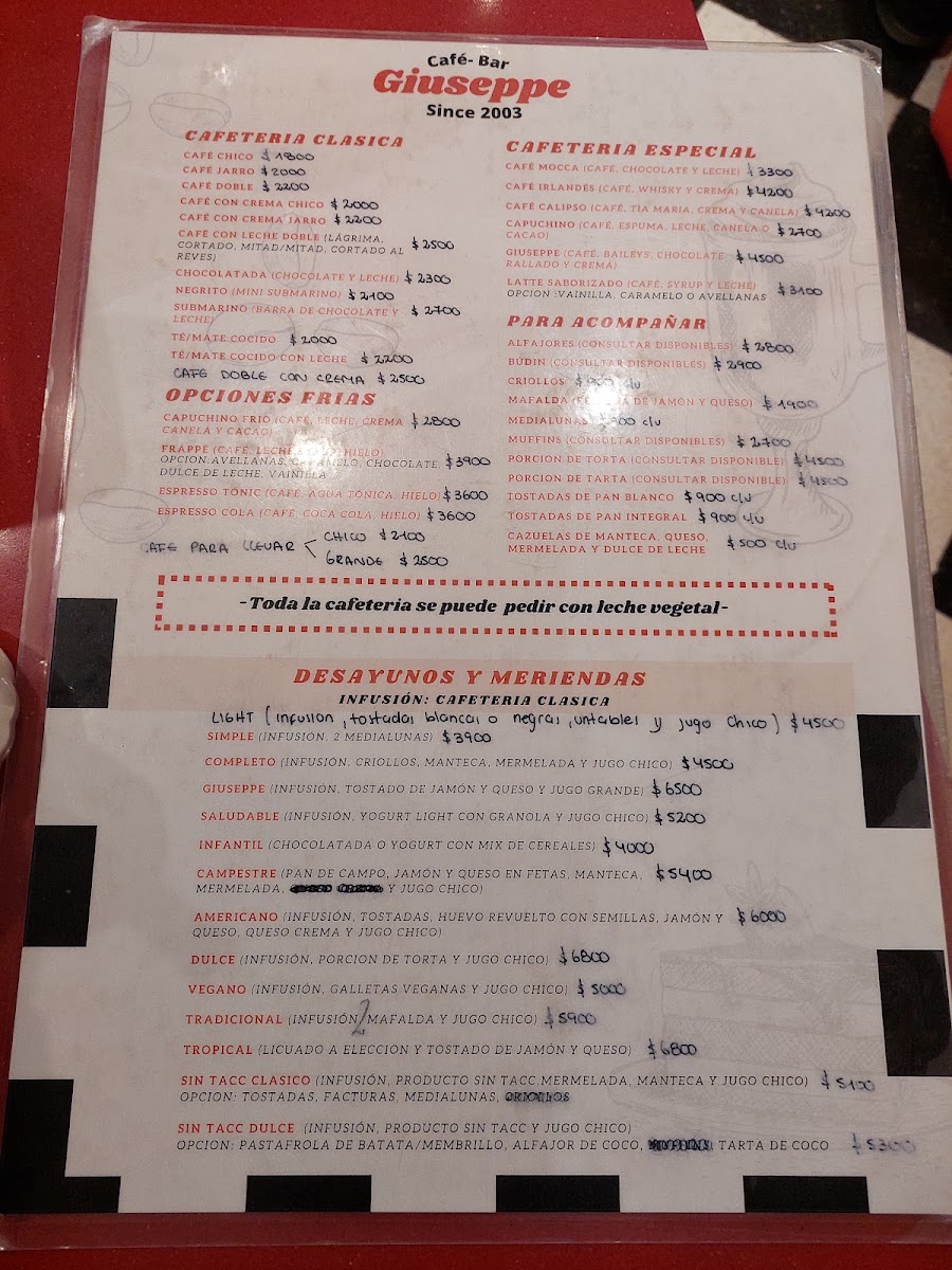 Giuseppe Bar Menu 1