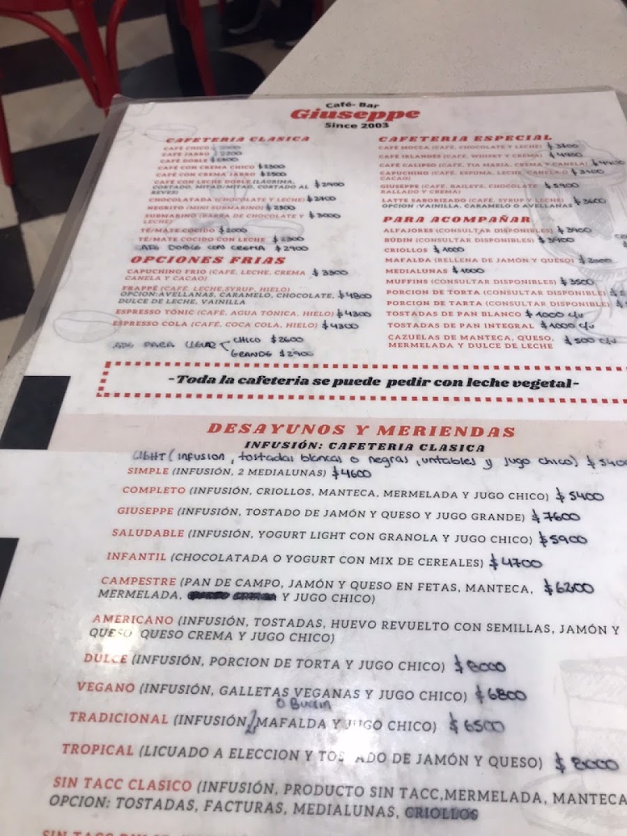 Giuseppe Bar Menu 3