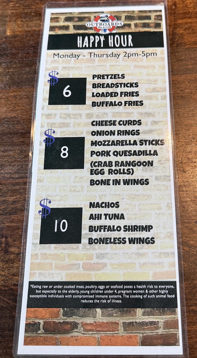 Outboards Bar & Grill Menu 4