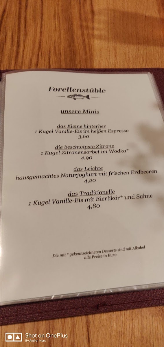 Forellenstüble - Siegfried Böcherer Menu 2