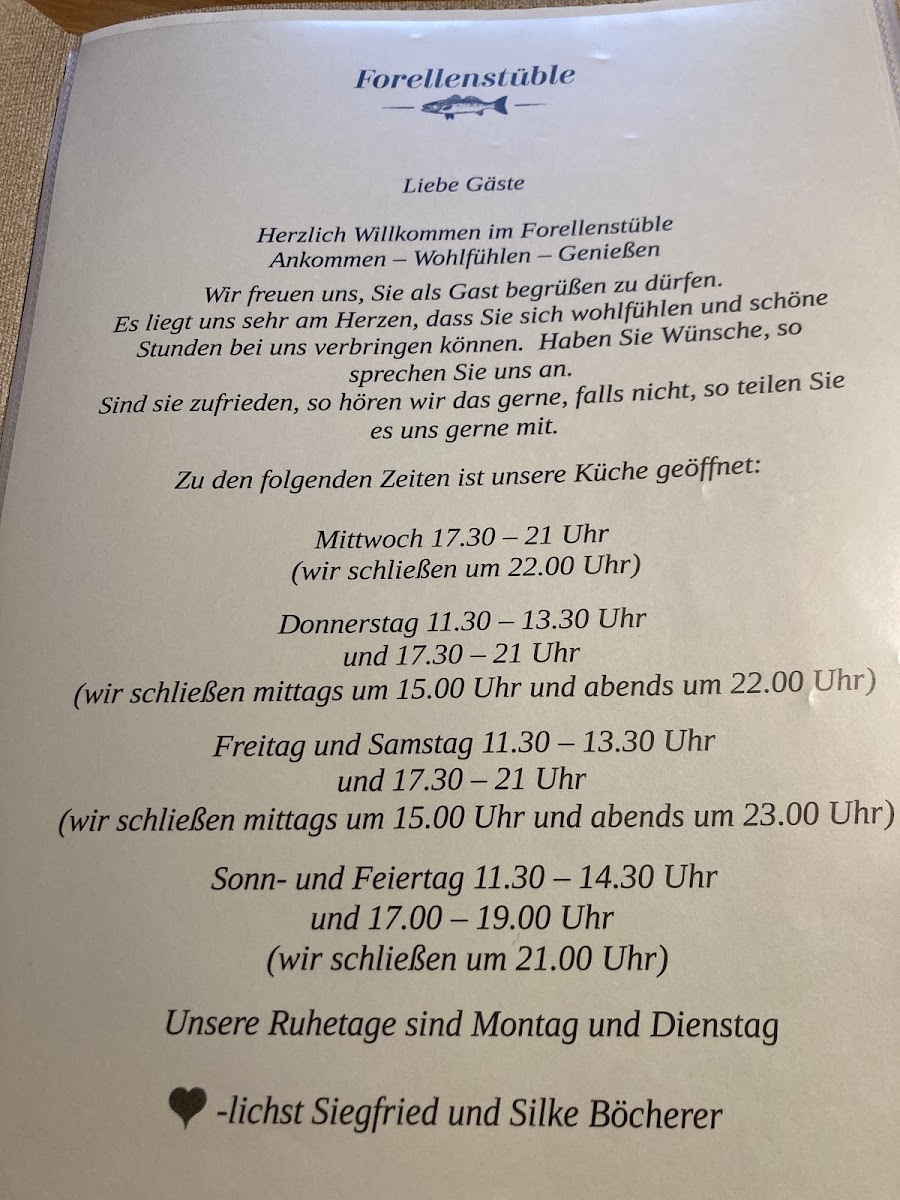 Forellenstüble - Siegfried Böcherer Menu 5