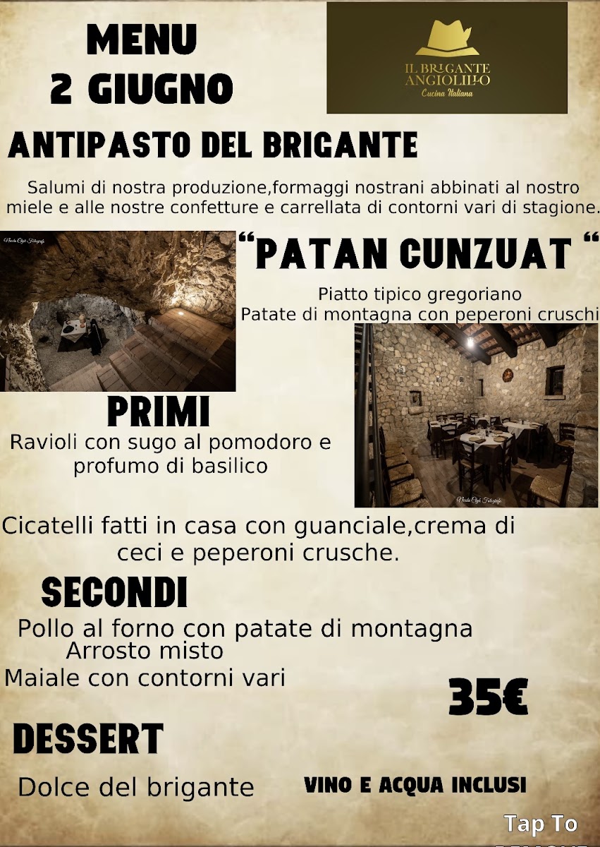 Il Brigante Angiolillo Menu 1